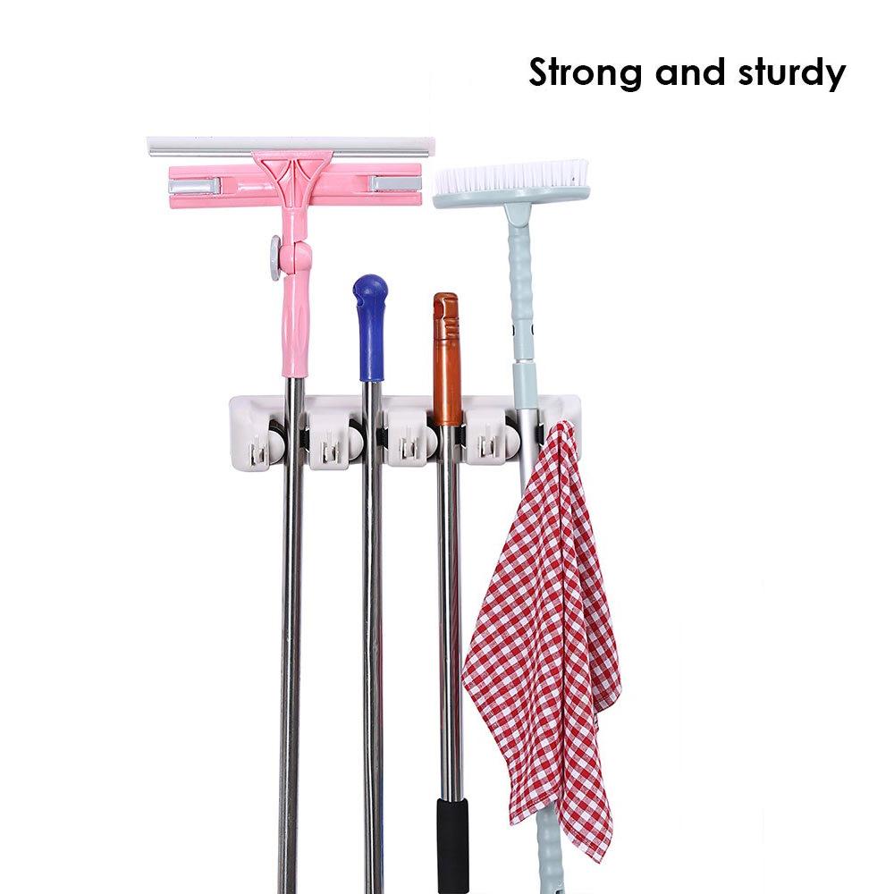 4-layer Mop And Broom Holder, Wall Mounted