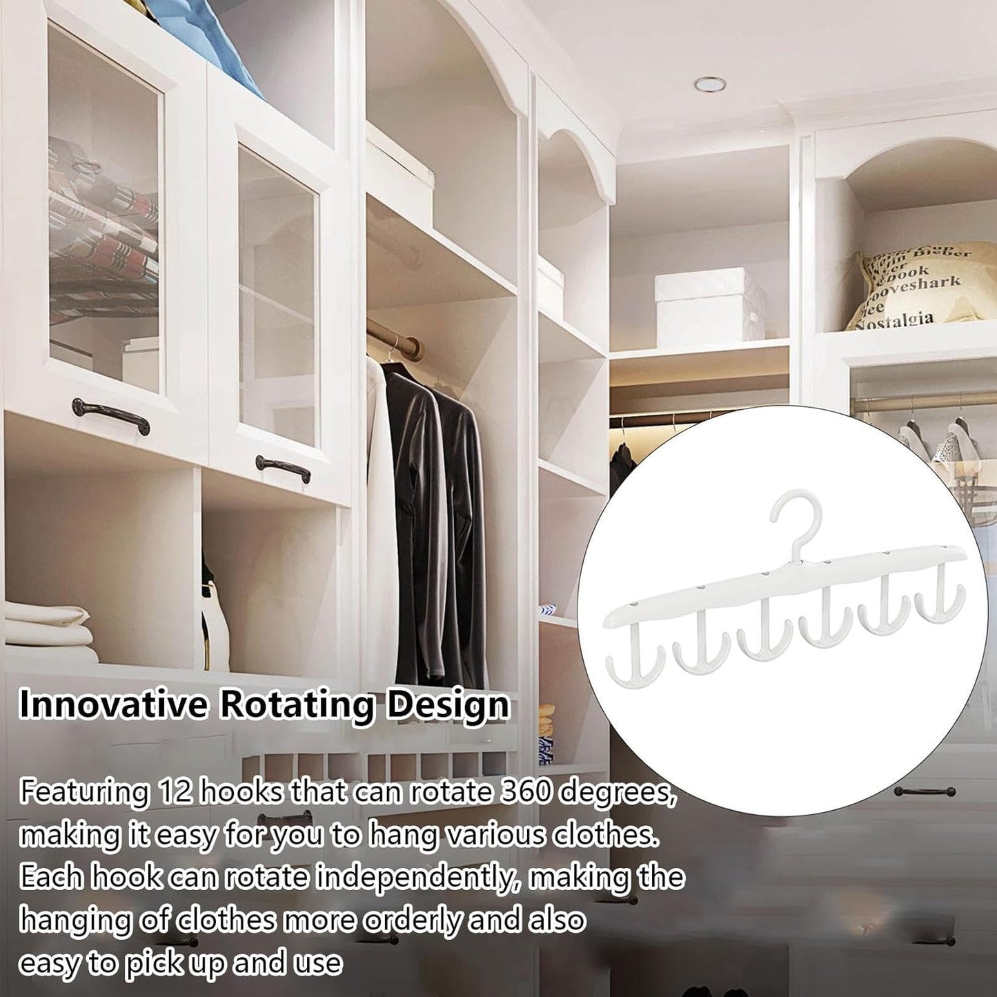 12-hook Rotatable Space Saving Hanger Closet Organizers And Storage For Tank Top