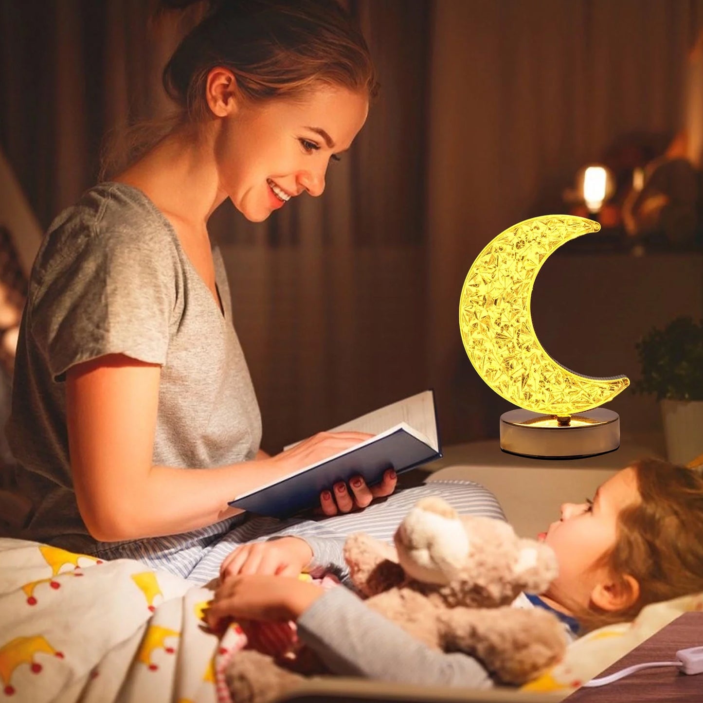 Moon Shape Table Lamp With 3 Colours, Touch Control & USB Charging