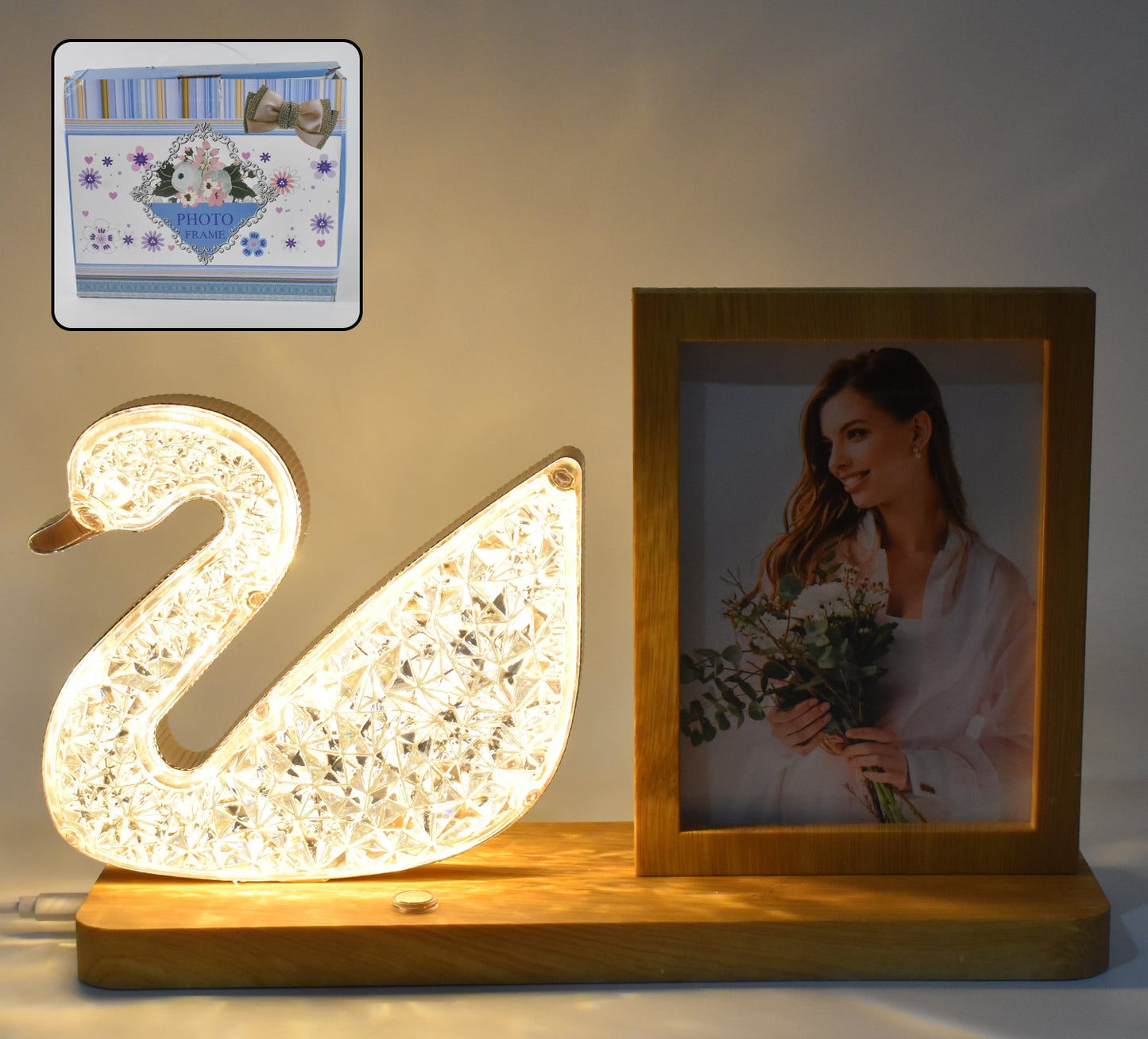 Duck Shape Crystal LED Lamp & Photo Frame