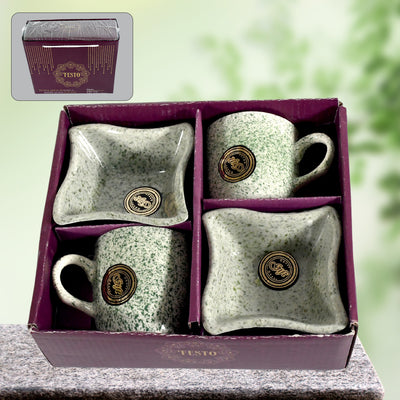 8224 Festo Ceramic Tea Cups Mug Set Including Snacks Serving Bowl Milk Cup Coffee Cup Tea Cup Breakfast Cup Drinking Mug Or Outdoor For Household Gift For Birthday Wedding Party (4 Pcs Set)