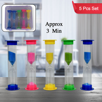 8756 Sand Timer Plastic Hourglass Sand Glass Toy Sand Clock For Kitchen Office School And Brushing Teeth For Bathroom Timer Clock Children Hourglass Sand Glass Toothbrush Household Sand Clock (3 Min Approx 5 Pc)