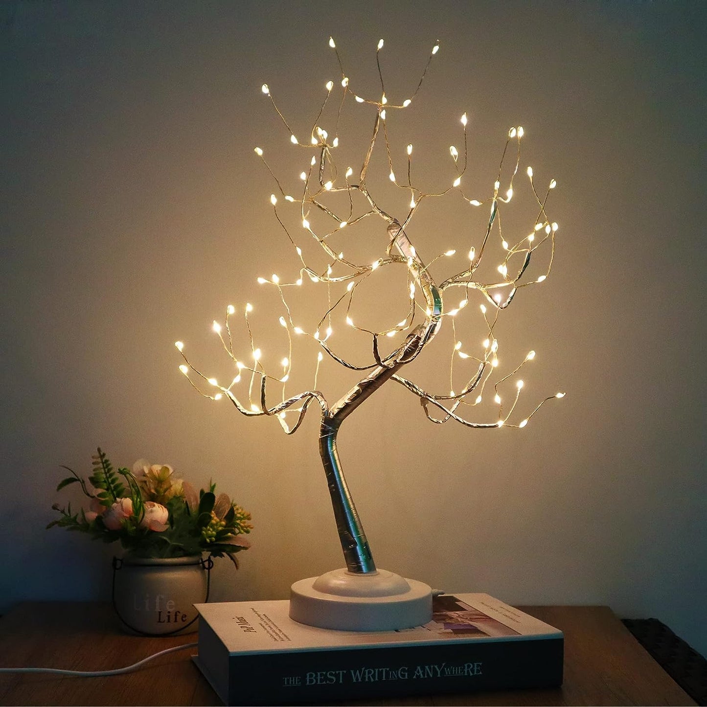 Artificial Tabletop Fairy Tree Lamp, 8 Modes, USB / Battery Operated