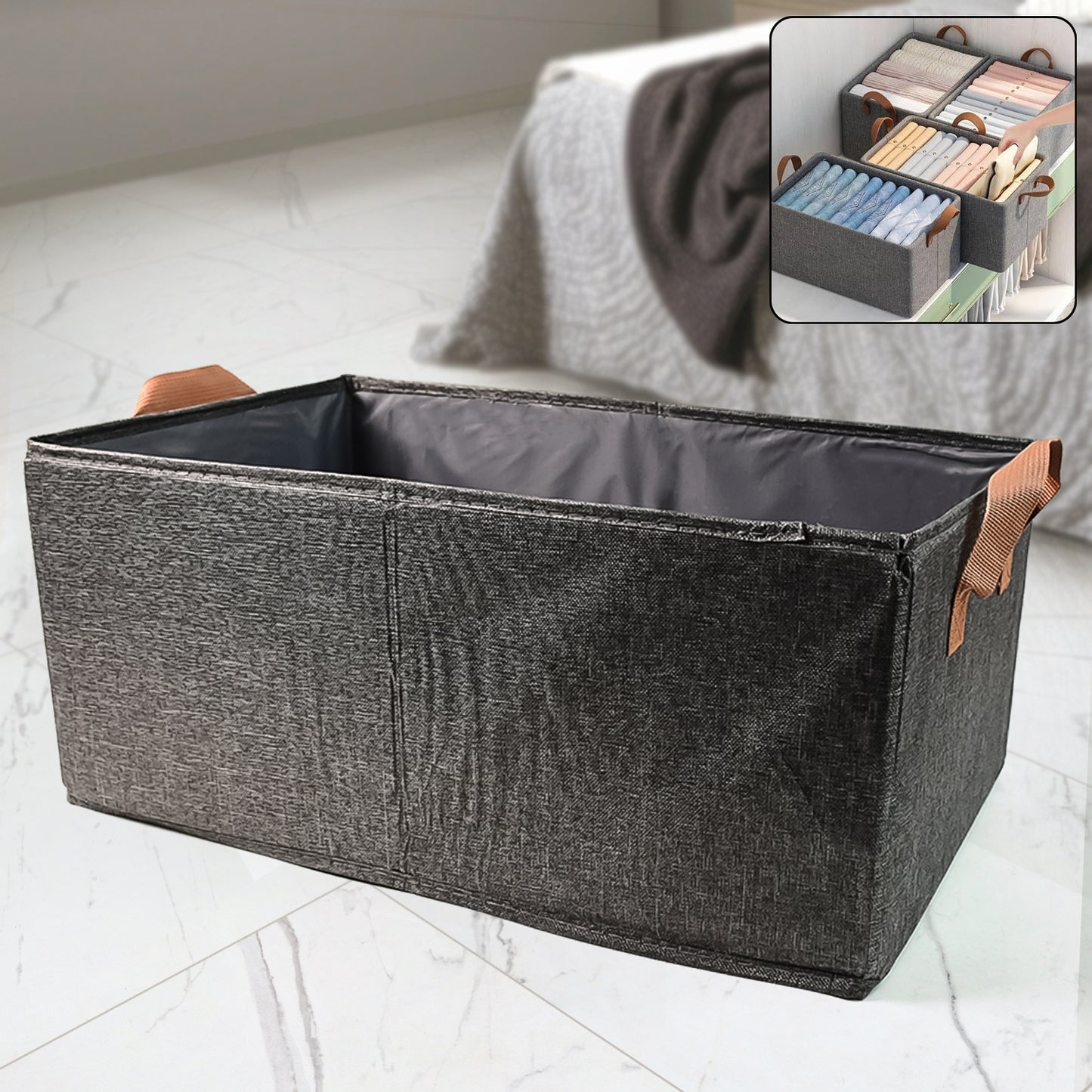 Foldable Cloth Organizer Storage Bag With Handles
