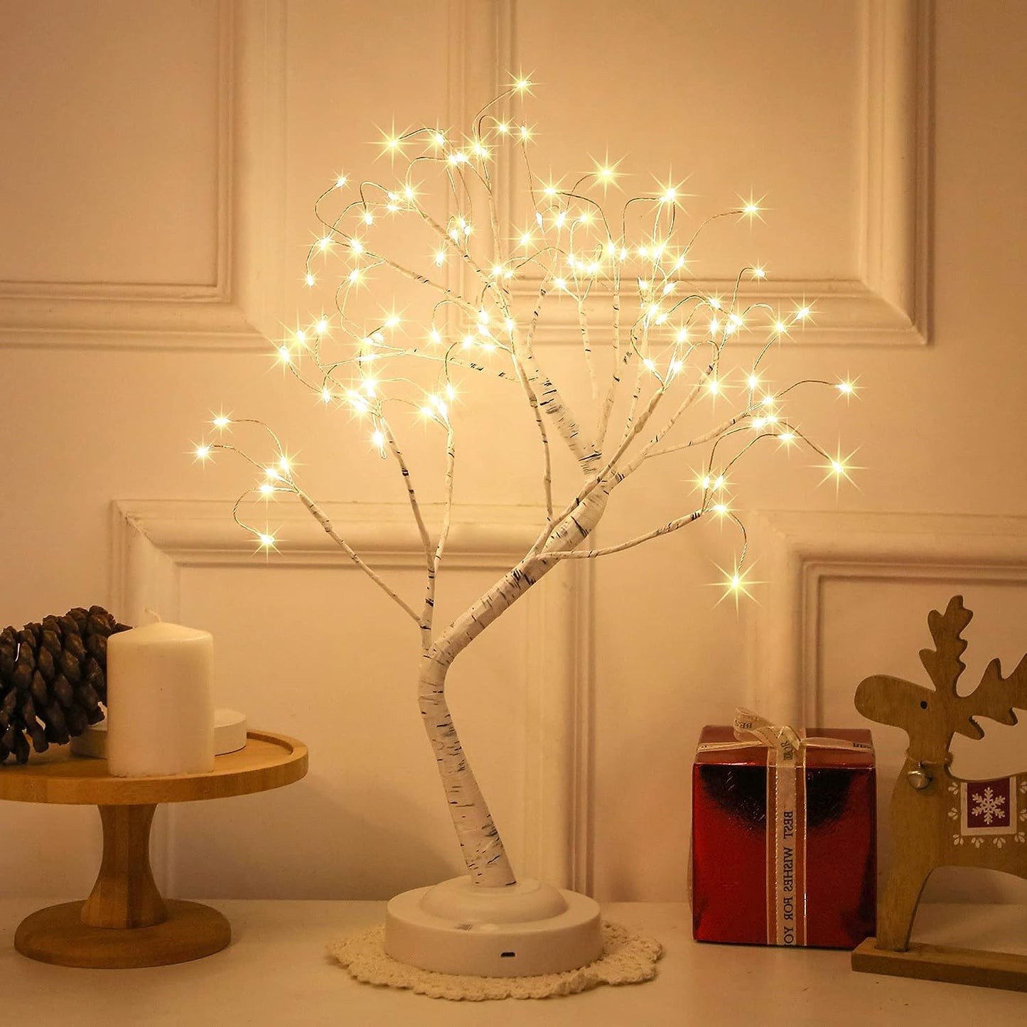 Artificial Tabletop Fairy Tree Lamp, 8 Modes, USB / Battery Operated
