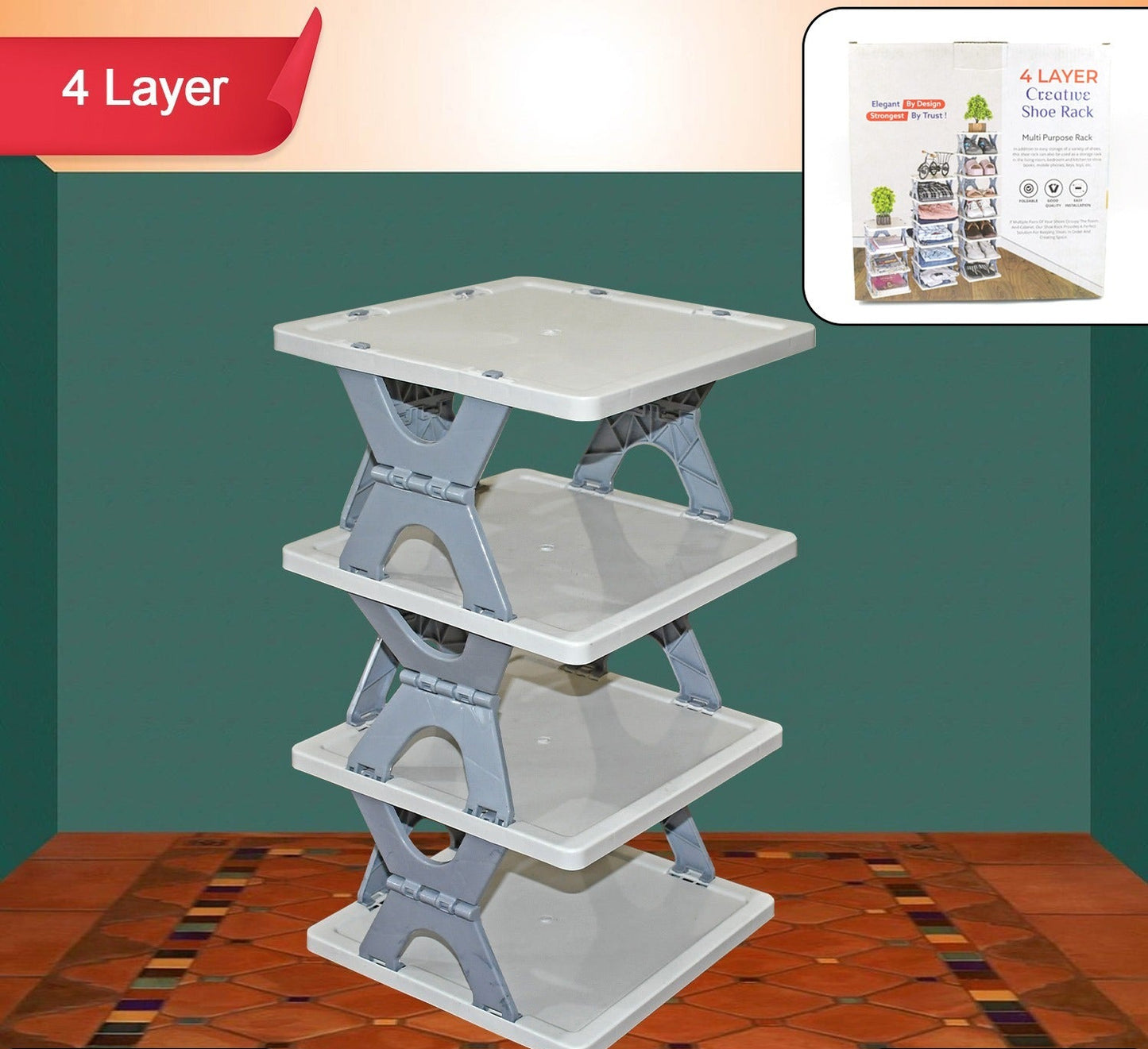Smart Shoe Rack Stand Multifunctional Entryway Foldable & Collapsible (1 Pc / 4 Layer)