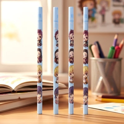 Cartoon Printed Pencil Set For Kids Cute School Writing Pencils (4 Pc)