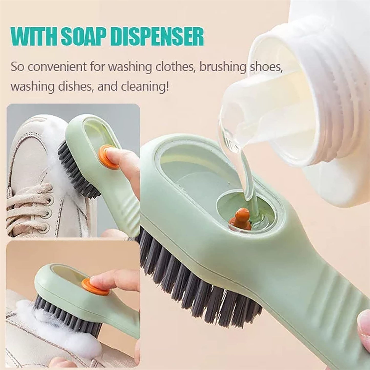 Multifunctional Scrubbing Brush With Liquid Soap Dispenser (1 Pc)