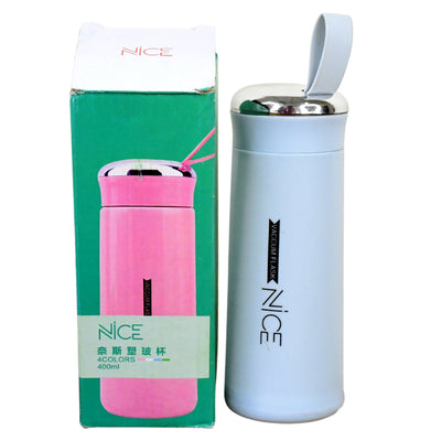 Water Bottle 400ml Leak Proof Glass Water Bottle With Daily Water Intake For Gym And Children Nice Bottle (1 Pc Light Blue Color)