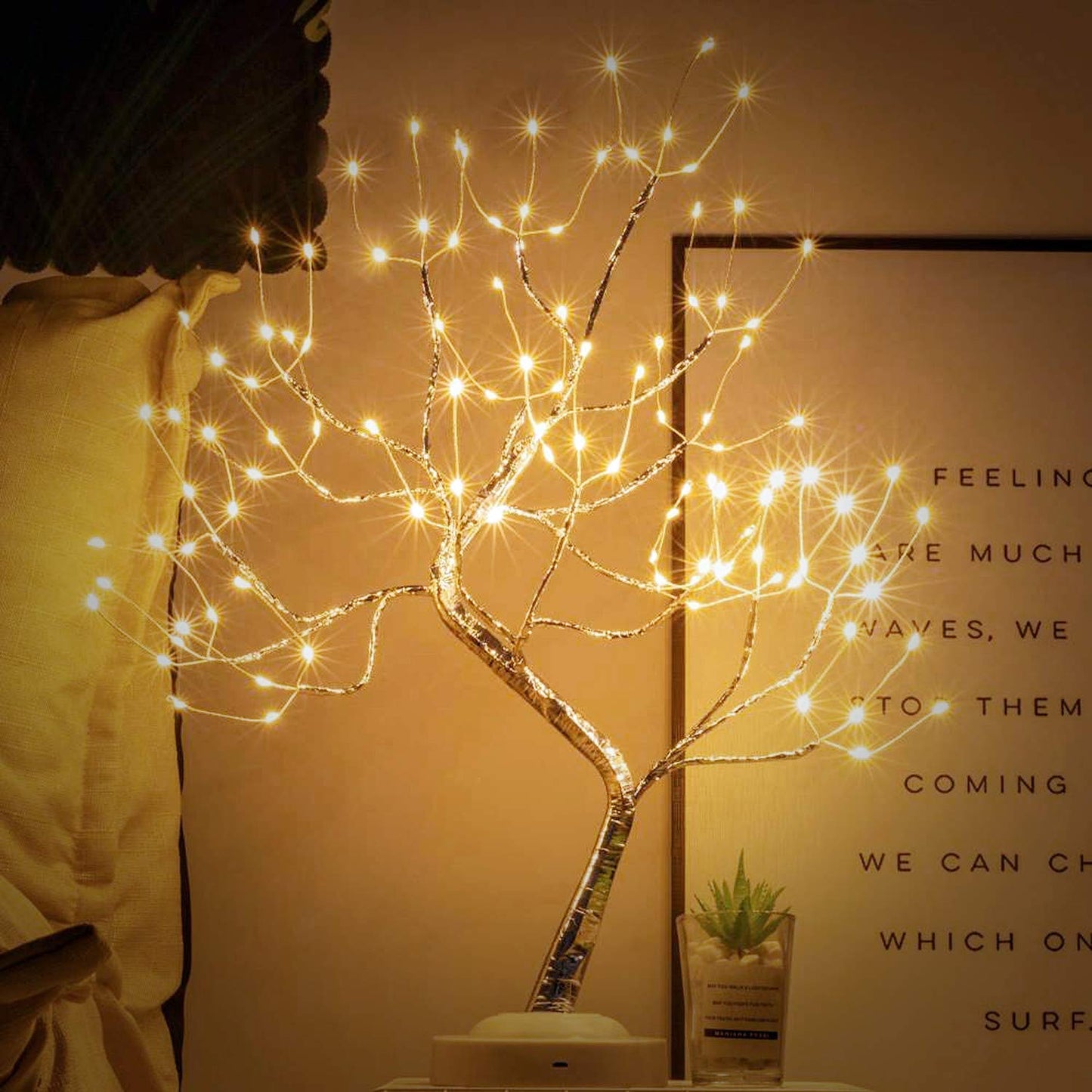 Artificial Tabletop Fairy Tree Lamp, 8 Modes, USB / Battery Operated