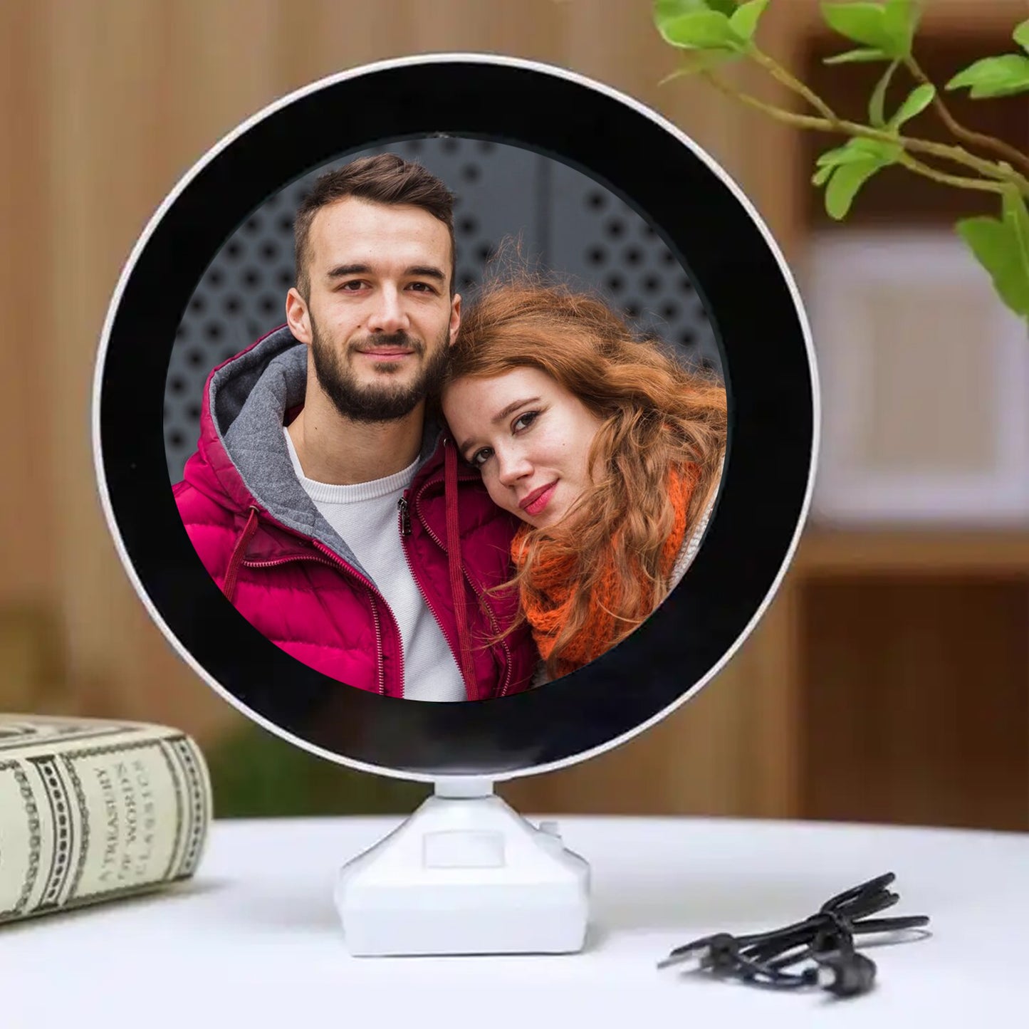 Plastic 2 In 1 Mirror & Photo Frame With Led Light
