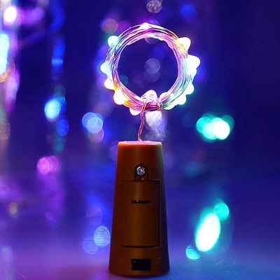 Wine Bottle Cork String Light Multi Led 2m Cable Length Copper Wire Battery Operated (Multicolor Light 1 Pc)