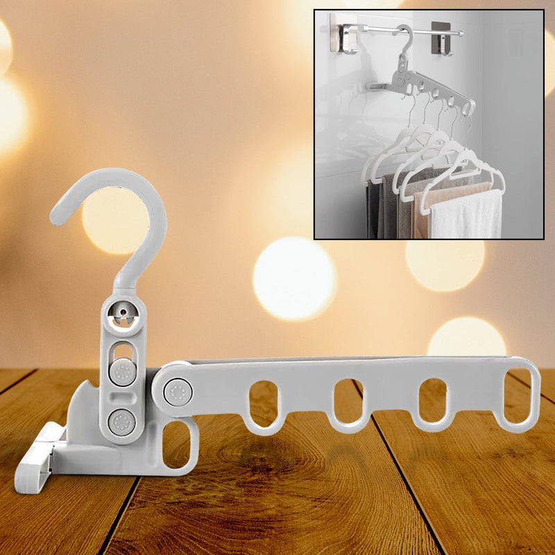 5-Hole Foldable Clothes Hanger – Robust, Space-Saving Travel Rack