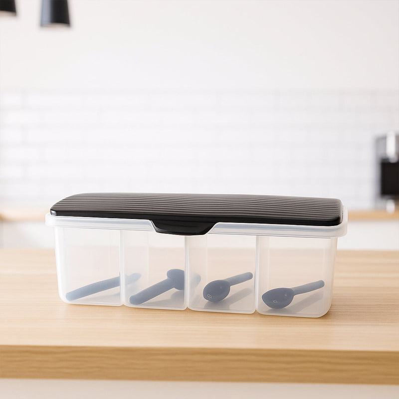 Kitchen Multipurpose Air-tight 4 Sections Storage Containers / Masala Box (1 Set)