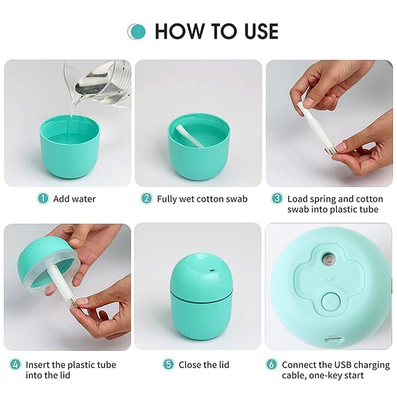 Portable Mini USB Humidifier with Light – Cool Mist & Essential Oil Diffuser (250ML)