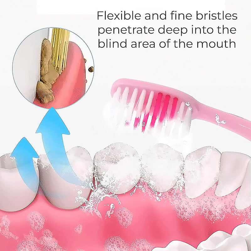 2-in-1 Tooth Brush Tongue Scraper, Soft Bristle & Long Handle (8Pcs) Soft Toothbrush