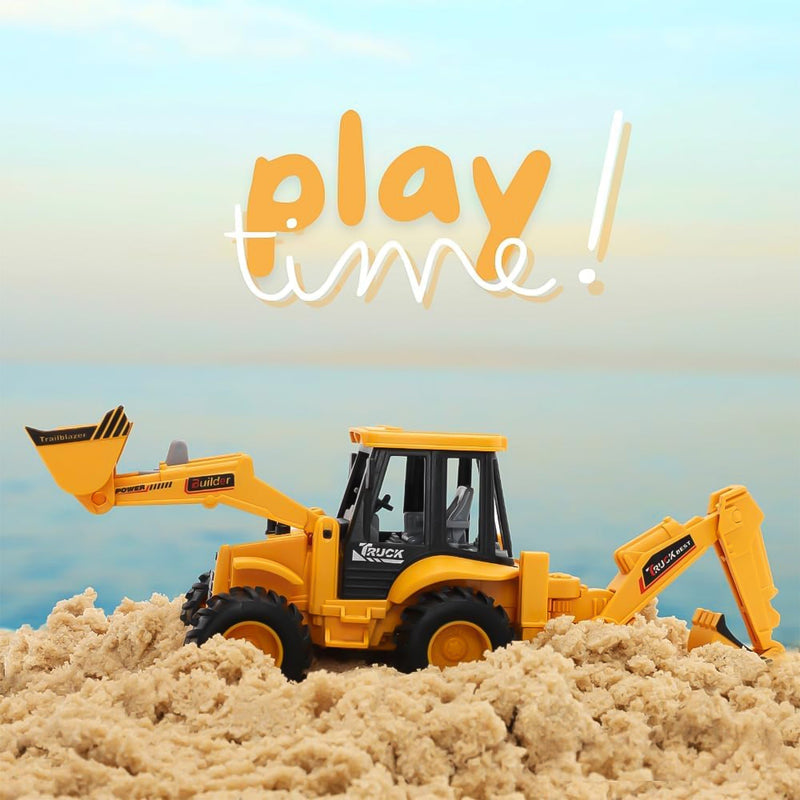 LALA Friction Powered JCB Style Backhoe Loader Construction Toy Truck for Kids (1 Pc)