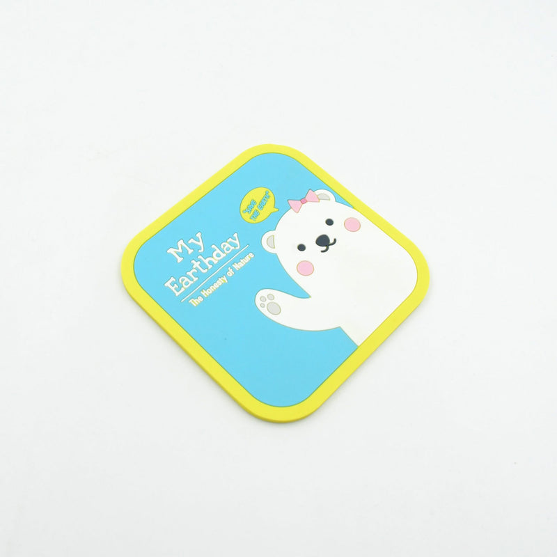 Vibrant square coaster with cartoon graphics, perfect for protecting surfaces from drink spills.