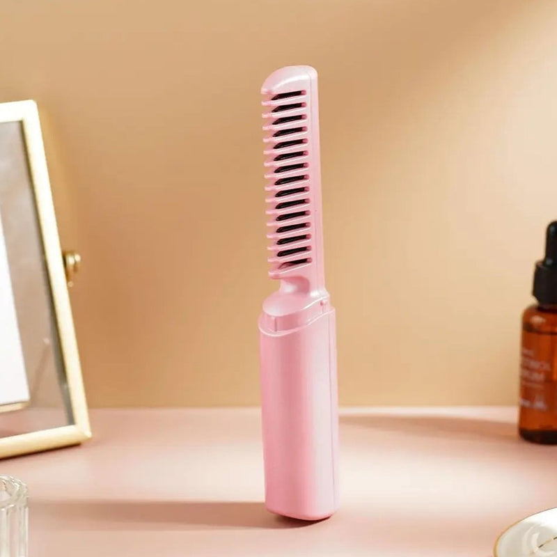 Rechargeable Mini Hair Straightener,  Three Temperature Adjustments Flat Iron Comb (1 Pc)