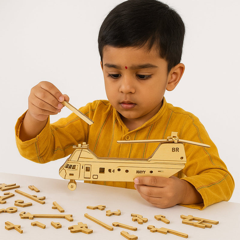 3D Wooden Aircraft Puzzle DIY Assembly Kit (Mix Design – 1 Set)