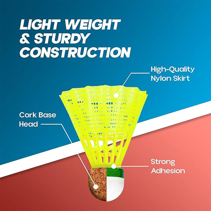 Knx Durable Plastic Shuttlecock (6 Pcs Set)