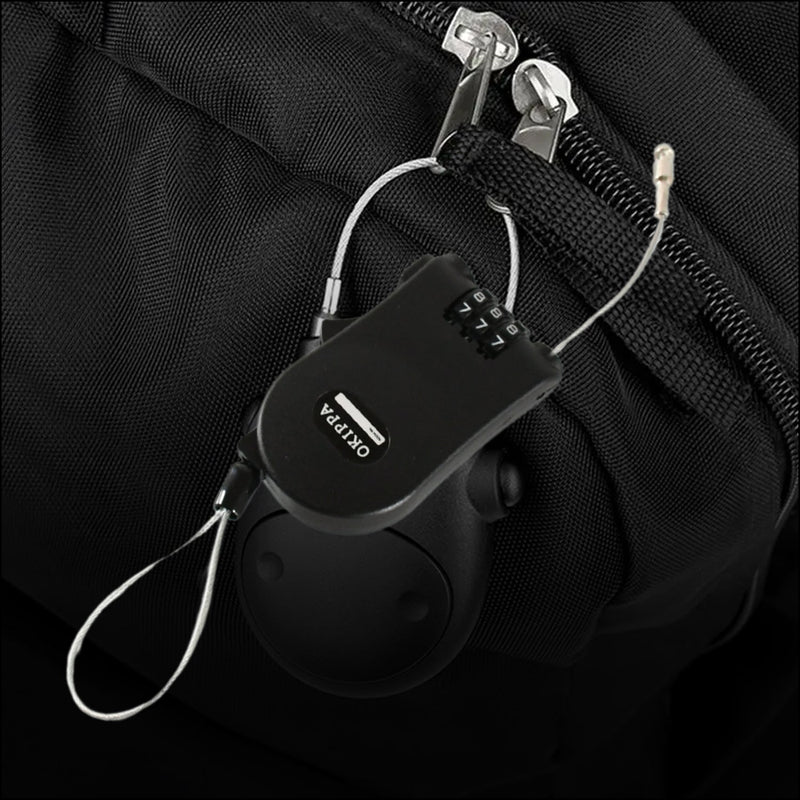Multifunctional Cable Lock with Number Code Retractable Wire Lock Shell Combination