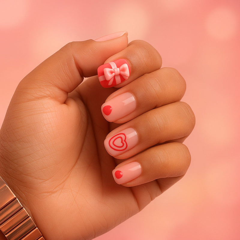 Premium Artificial False Nail Set with Mix Design fake nails - (Set)