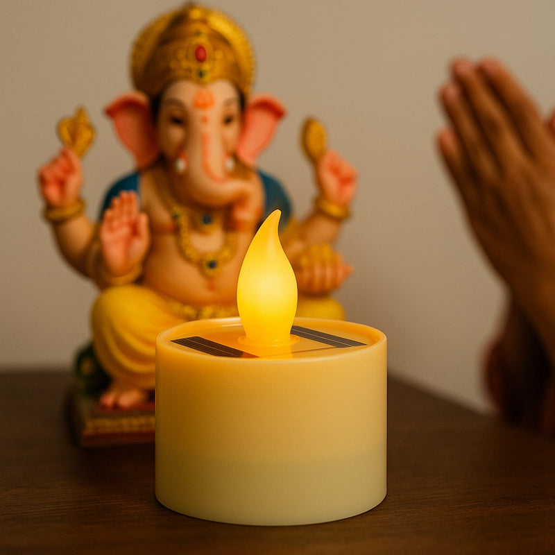 Solar Powered LED Flameless Candle Light (1 Pc)