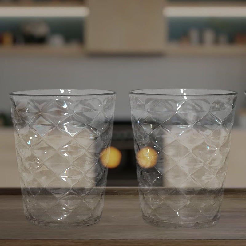 Apex Pyramid Design Unbreakable Plastic Glass – 300 ML