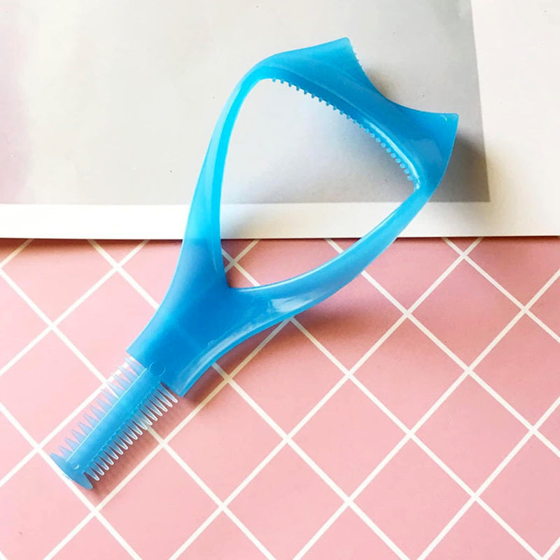 3-in-1 Plastic Eyelash Tool: Mascara Guide, Brush & Curler (1 Pc)