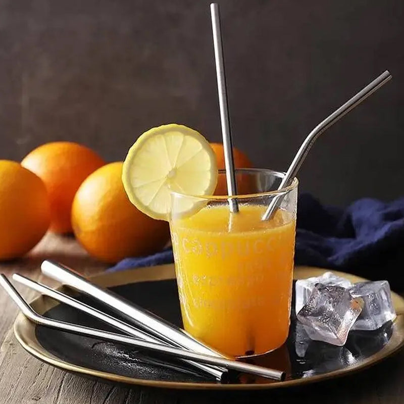 Reusable Stainless Steel Straws with Case for Drinking (4 Pc, Eco-Friendly)