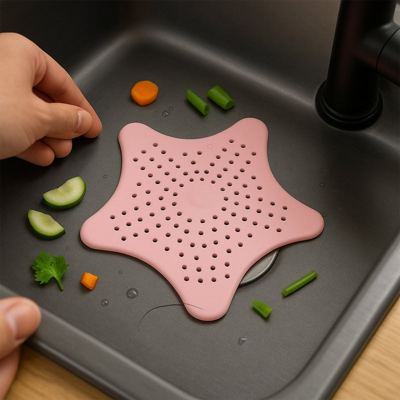 Baby Pink Silicone Star Shaped Sink Filter Bathroom Hair Catcher Drain Strainers