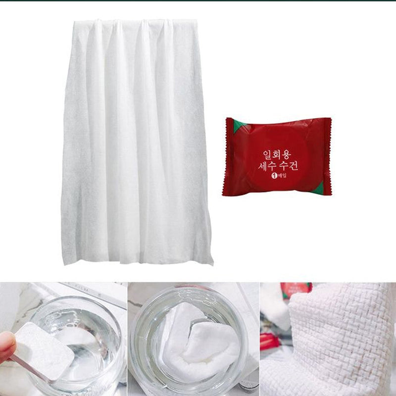 Compressed Towels Portable Disposable Compressed Cotton Coin Tissue Towel for Travel (30x25 Cm)