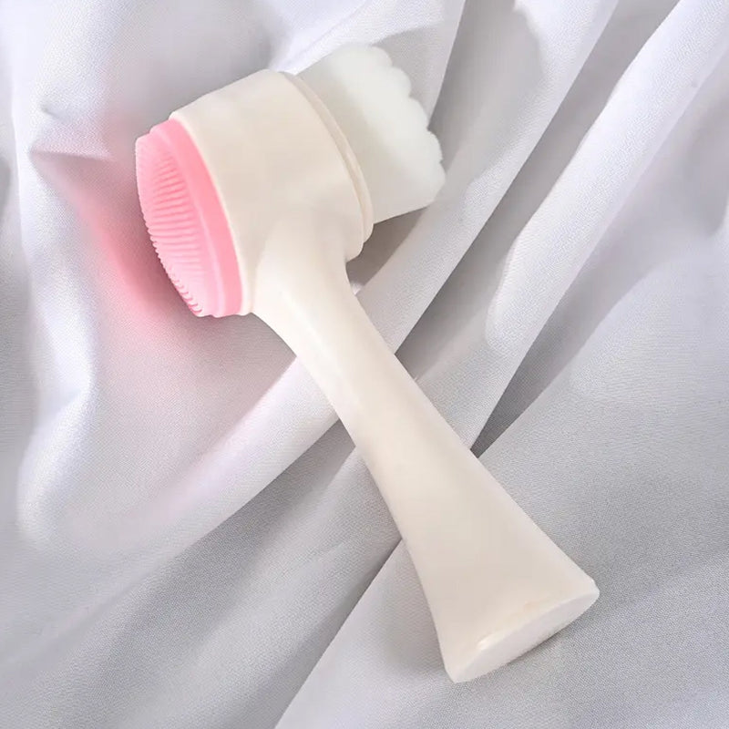 2 in 1 Facial Brush Cleansing Face Scrubber for Sensitive, Delicate, Dry Skin (1 Pc)