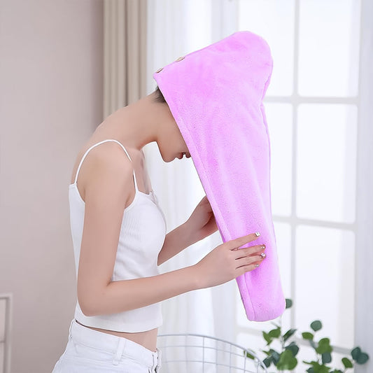 Quick Turban Hair-Drying Absorbent Microfiber Towel (1 Pc / Mix Design)