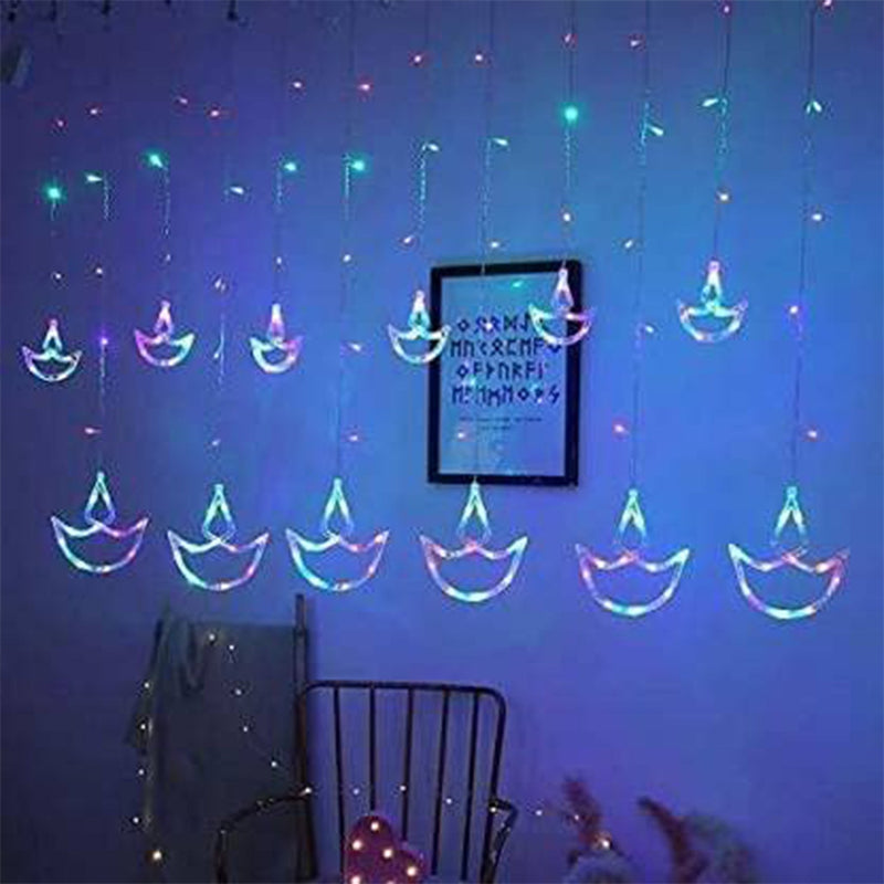 Diya Curtain String Lights