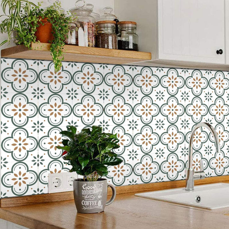 Peel & Stick 8×8 Inch Floor Tiles for Kitchen & Bathroom (10 Pc Set)