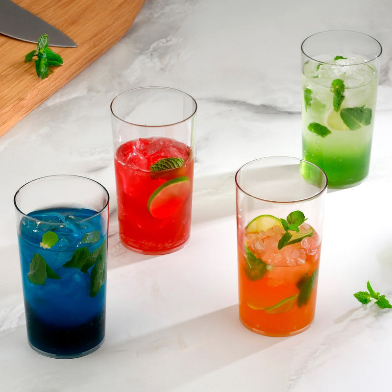Round Clear Plastic Unbreakable Transparent Glass Set ( 300ml 6pc )