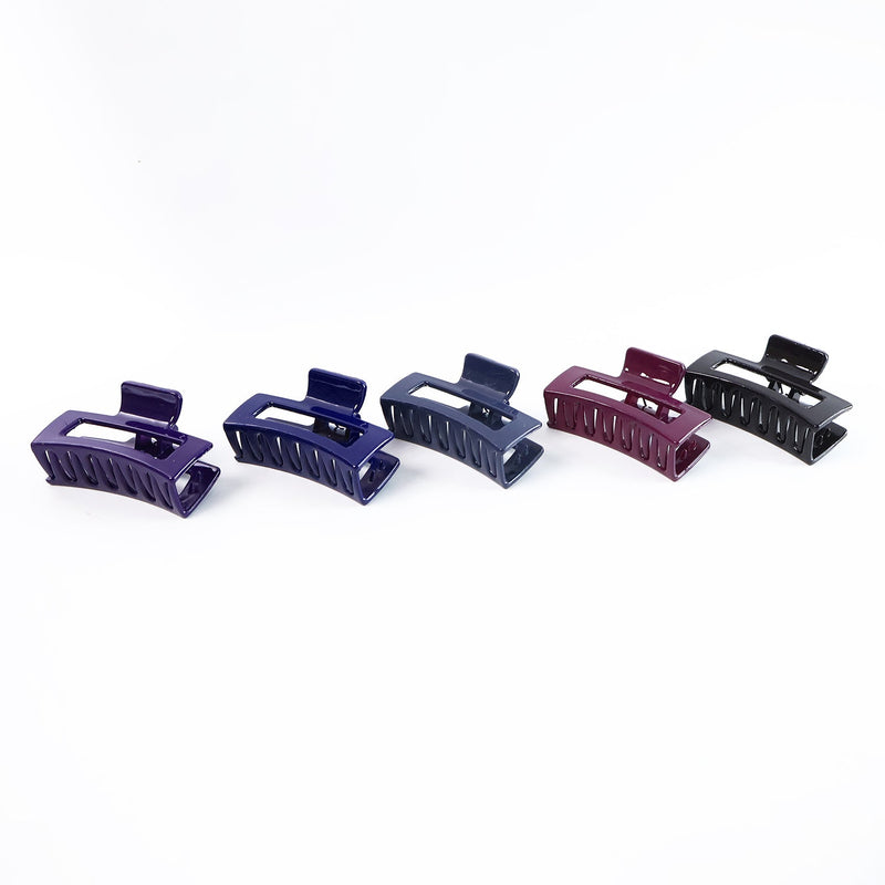 Matte Rectangle Hair Claw Clip for Women and Girls – Assorted Color Pack – 12 Pc
