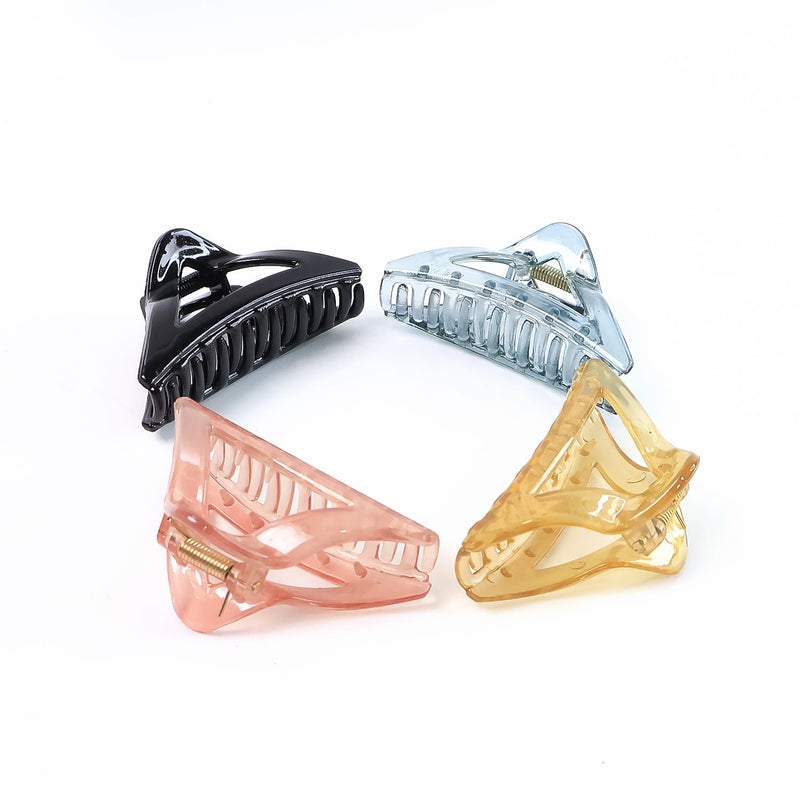 Triangle Shape Mix Color Plastic Hair Claw Clip – 12 Pc Durable Grip Women and Girls