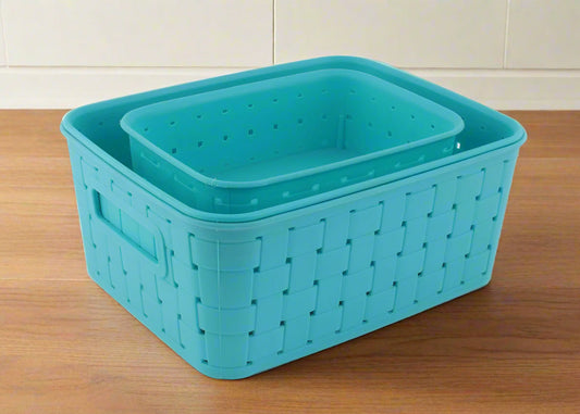Smart Baskets For Storage, Sky Blue (Set Of 3)