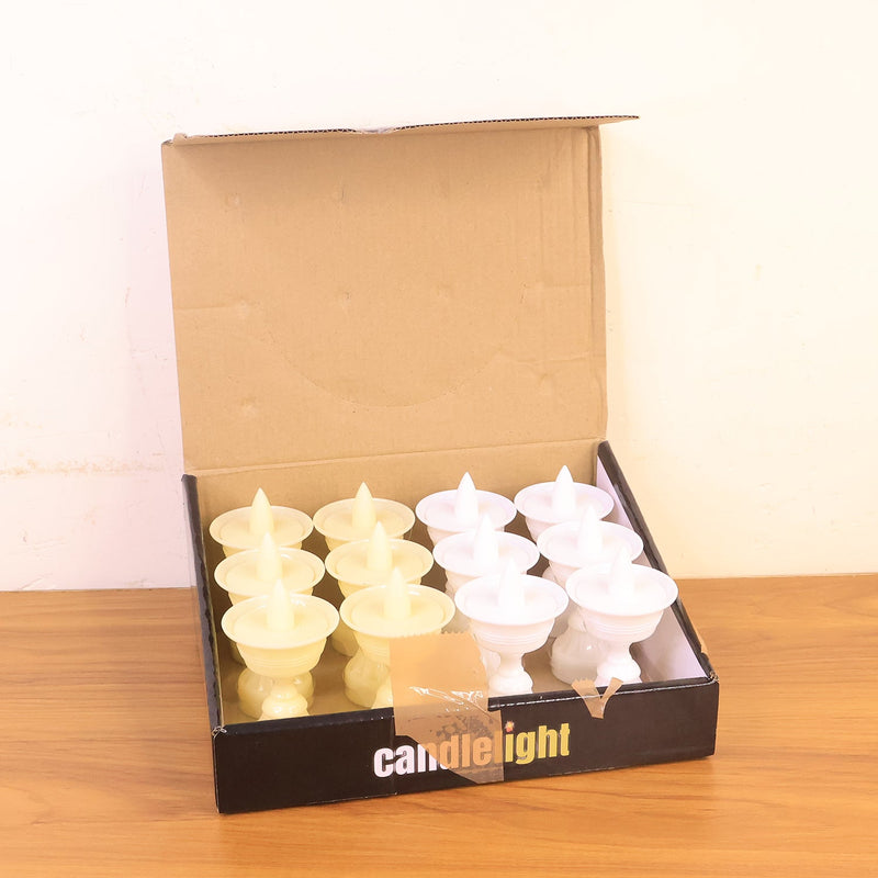 Set of 12 White Water Sensor LED Diyas