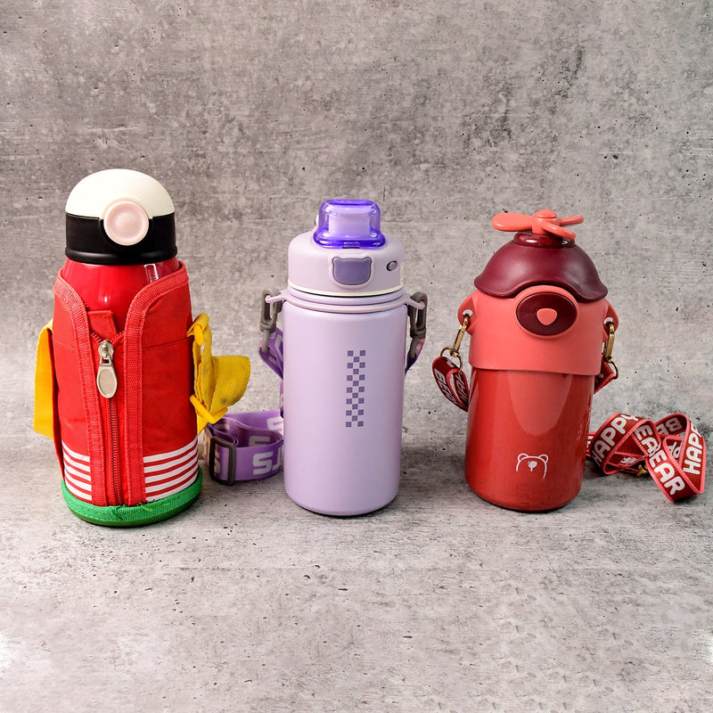 Stainless Steel Water Bottles 500 ML Approx (Mix Design & Color / 1 Pc)
