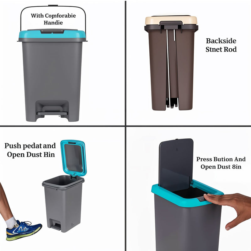 Apex Push N Pedal Plastic Dustbin 10L Capacity (1 Pc)