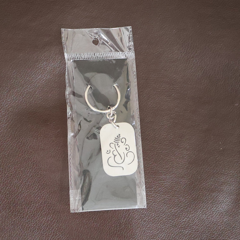 Auspicious Ganesh Cut-Out Metal Keychain - (1 Pc)