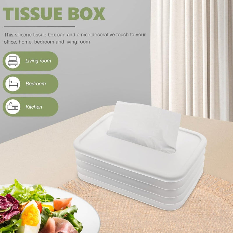 Simple Silicone Tissue Holder – Cube/Cylinder Tissue Box for Bathroom, Office
