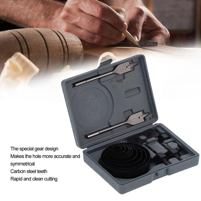 Drill Hole Cutter, Carbon Steel High Accuracy Incisive Hole Saw for Cutting PCV  (18 Pcs Set)