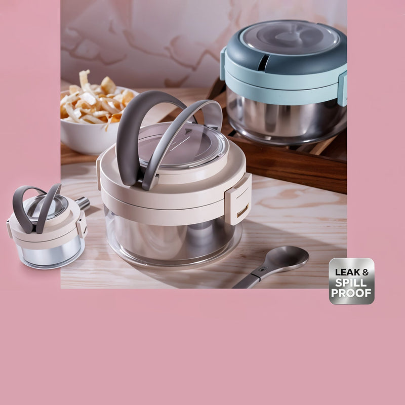 Ganesh Tiara 400ml Stainless Steel Insulated Lunch Box Leakproof Lid & Folding Spoon