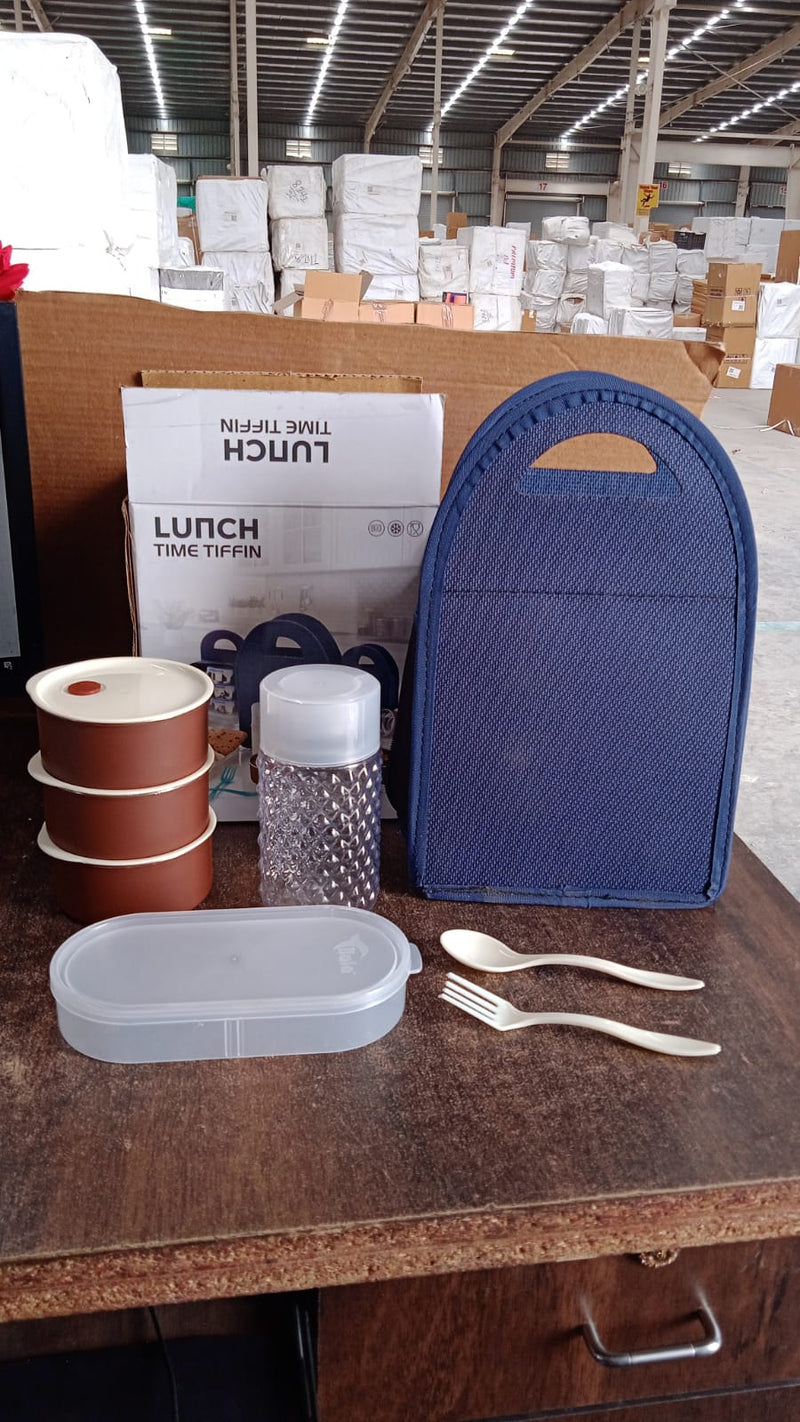 Steel Lunch Box Set (4 pcs, Black)