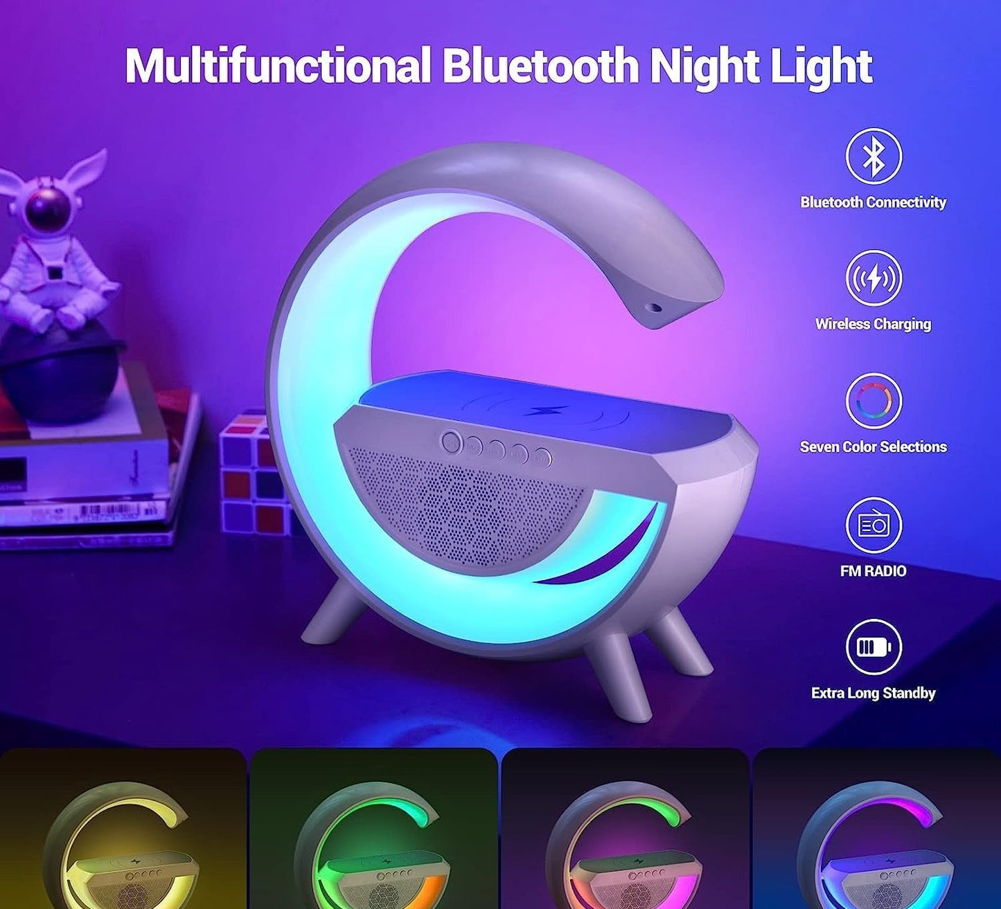 Multifunction LED Night Lamp With Bluetooth Speaker & Wireless Charging